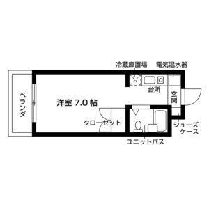 ジョアメゾン神里(ワンルーム/2階)の間取り写真