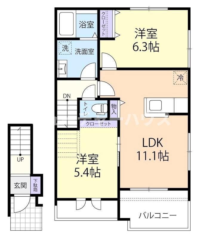 LA VITA COMODA(2LDK/2階)の間取り写真