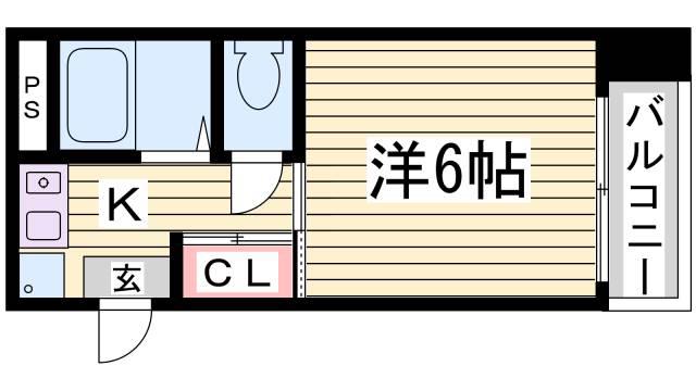 サンリッツ六甲(1K/2階)の間取り写真