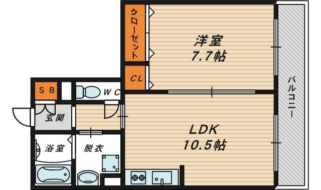 グランルージュ城東(1LDK/7階)の間取り写真