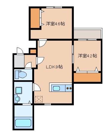 STARRY諸岡(2LDK/2階)の間取り写真