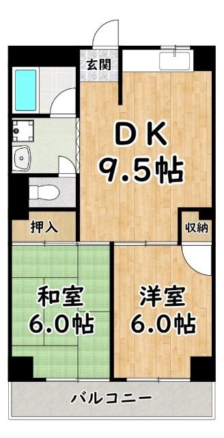 リブランス河村(2LDK/1階)の間取り写真