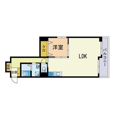 メゾンボヌール薬院(1LDK/4階)の間取り写真
