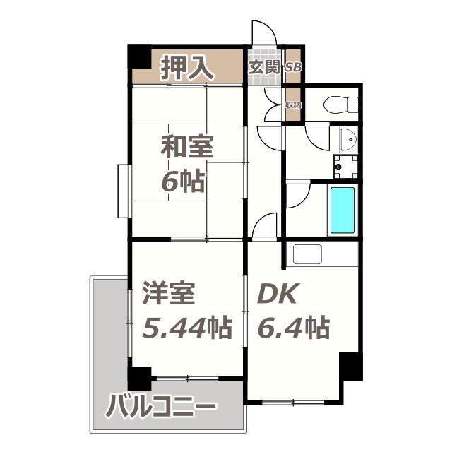 セントポーリアアビコ(2DK/9階)の間取り写真
