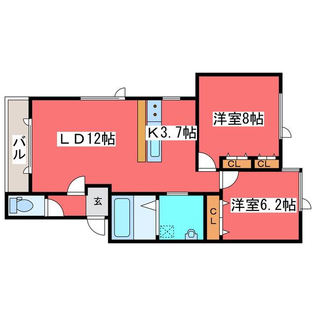 エターナルライトC(2LDK/3階)の間取り写真