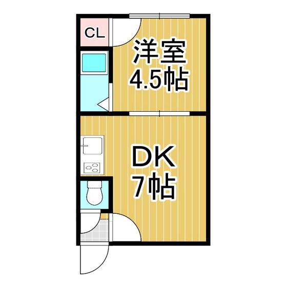 レジデンスいずみ(1DK/2階)の間取り写真