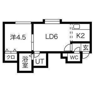 ヴィオレッテ II(1DK/1階)の間取り写真