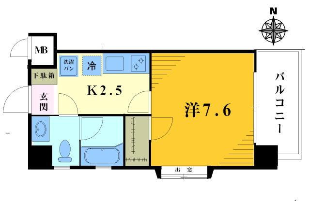 ヤマコート淀橋(1K/4階)の間取り写真