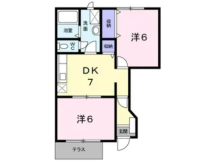 セトル二杉II A棟(2DK/1階)の間取り写真