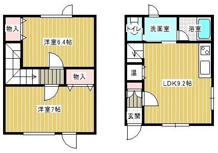 メゾネット双葉(2DK/1階)の間取り写真