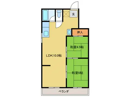 道三ビル(2LDK/4階)の間取り写真