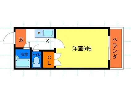 ハイツ山口(1K/2階)の間取り写真