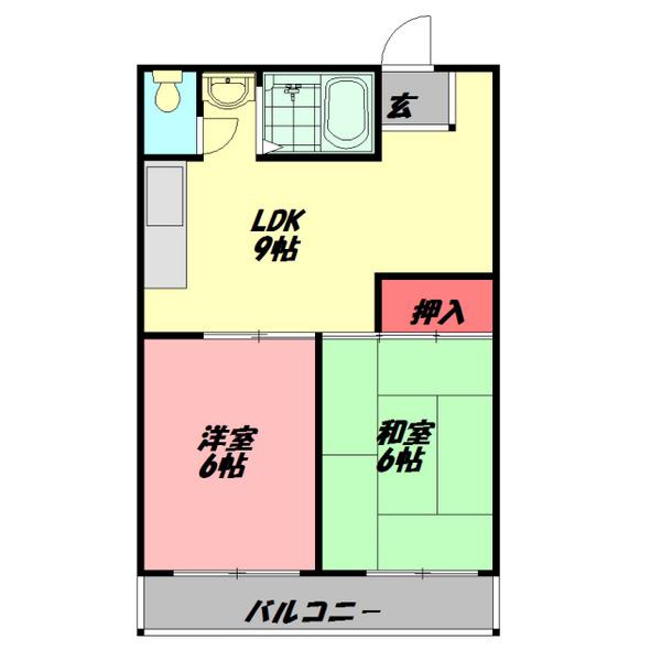 新光永住(2LDK/2階)の間取り写真