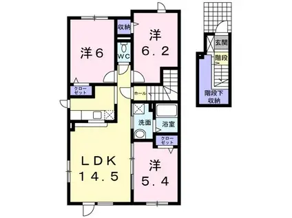 JR函館本線 旭川駅 バス乗車時間:19分 最寄りバス停で下車 徒歩3分 2階建 築16年(3LDK/2階)の間取り写真