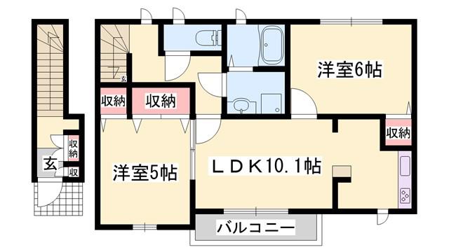 シュライン・フロント(2LDK/2階)の間取り写真