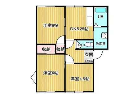 サニー元西B棟(3DK/2階)の間取り写真