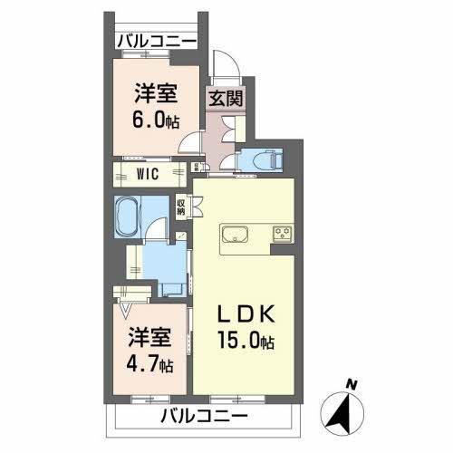 ソフィア健軍(2LDK/2階)の間取り写真