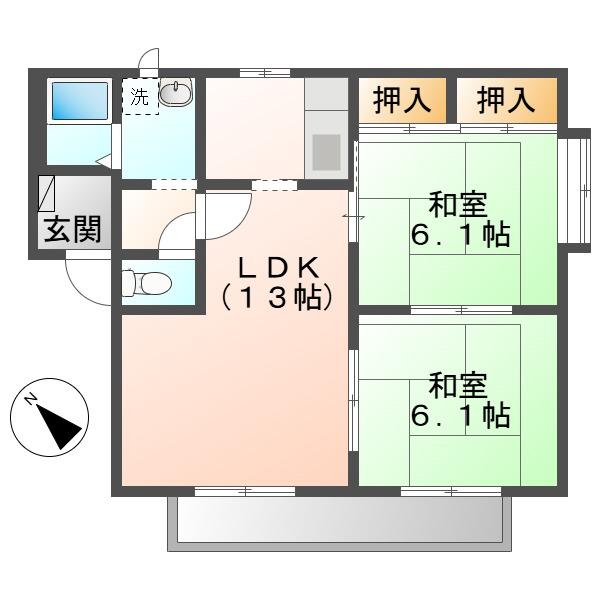 CHEZ-MOI A棟(2LDK/1階)の間取り写真