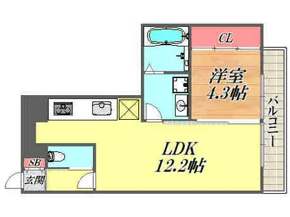 レジデンスファーベス(1LDK/2階)の間取り写真