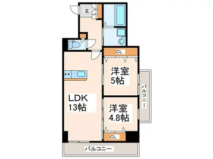 CHARITE VI(2LDK/8階)の間取り写真