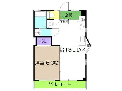 コーポラス三穂(1LDK/2階)の間取り写真