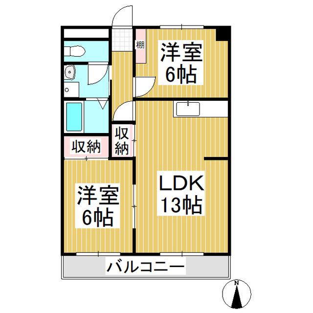 グリーンディヒルズ桜井C(2LDK/3階)の間取り写真