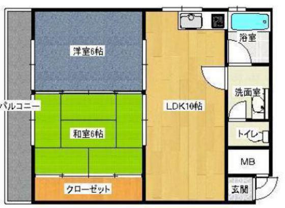第3若宮ビル(2LDK/2階)の間取り写真