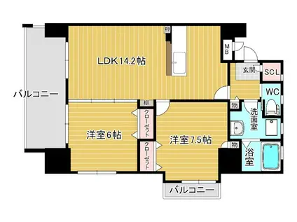 FELT127(2LDK/8階)の間取り写真