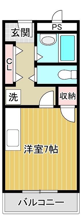 キューデンス21B棟(ワンルーム/2階)の間取り写真