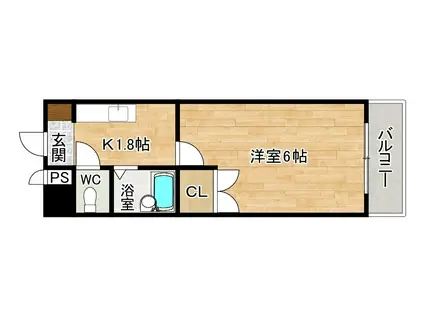 トーケン設計戸畑駅前I(1K/5階)の間取り写真