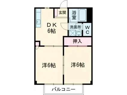 コーポラス見川B(2DK/1階)の間取り写真