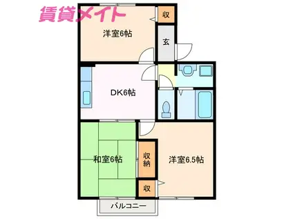 ファミールD(3DK/2階)の間取り写真