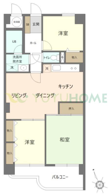 ロワールマンション小郡(3LDK/1階)の間取り写真