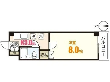 天神米田ビル(1K/3階)の間取り写真