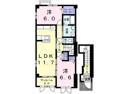 エクシブひかわ野B(2LDK/2階)の間取り写真