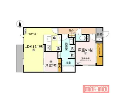 CIASHIST新森(2LDK/1階)の間取り写真