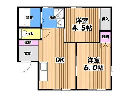 エクセル山田(2DK/1階)の間取り写真