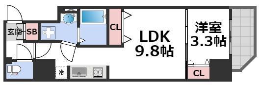 セレニテ心斎橋グランデ(1LDK/10階)の間取り写真