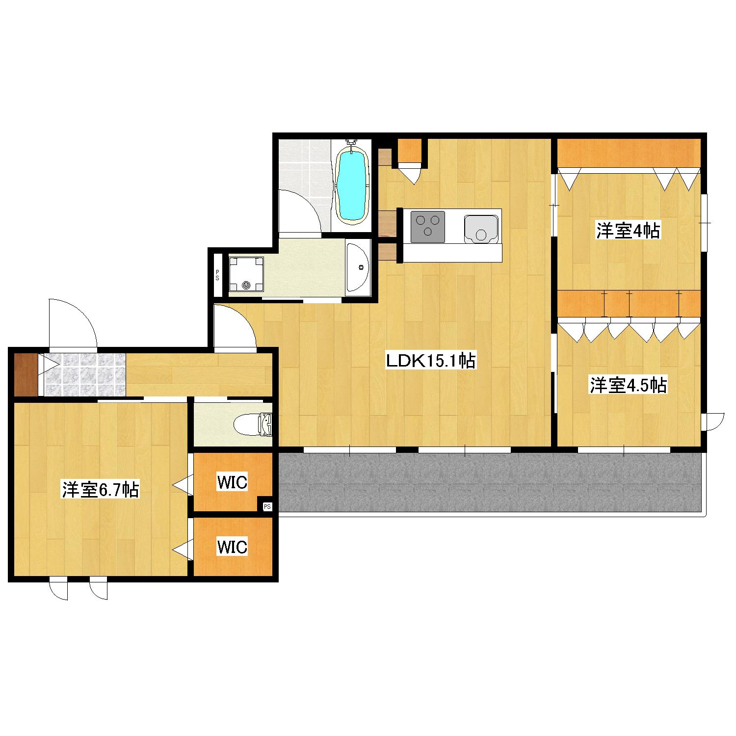 PREMIUM MAISON光プレミアムメゾンヒカリ(3LDK/3階)の間取り写真