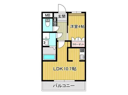 VIEW TERRACE N(1LDK/2階)の間取り写真