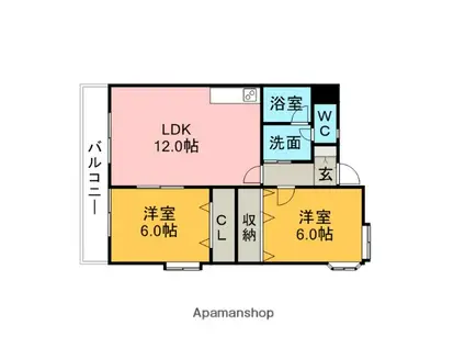 古橋マンション(2LDK/3階)の間取り写真