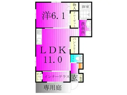 クレシア(1LDK/1階)の間取り写真