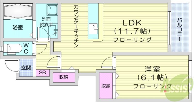プラッツ・ステージⅠ(1LDK/1階)の間取り写真
