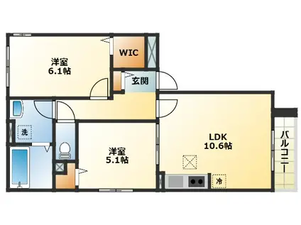 ジェルメ アンジュ メゾン(2LDK/1階)の間取り写真