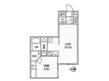 ルネサンスコート高田馬場パトリア(1LDK/1階)の間取り写真