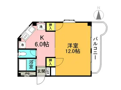 ネプチューン郡山(2DK/2階)の間取り写真