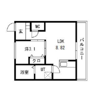 ティンガーラ須ヶ口 イースト(1LDK/1階)の間取り写真