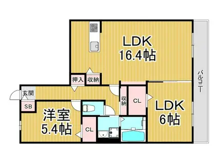 WELL HAPPY(2LDK/3階)の間取り写真