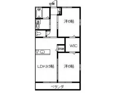 ルシェルブルーII(2LDK/1階)の間取り写真