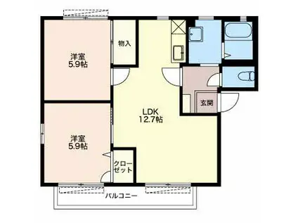 コモンシティ瀬名川(2LDK/1階)の間取り写真